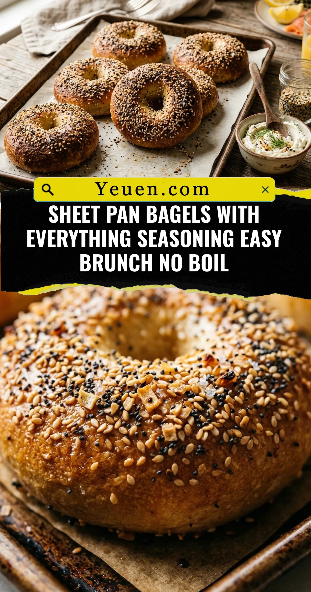 Sheet Pan Bagels With Everything Seasoning Easy Brunch No Boil