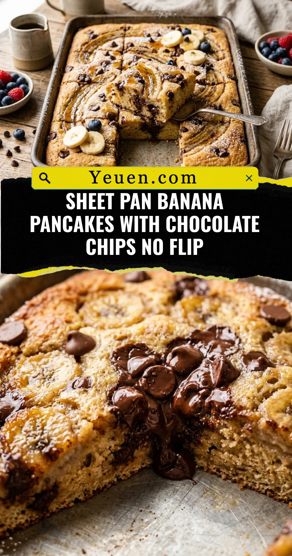 Sheet Pan Banana Pancakes With Chocolate Chips No Flip