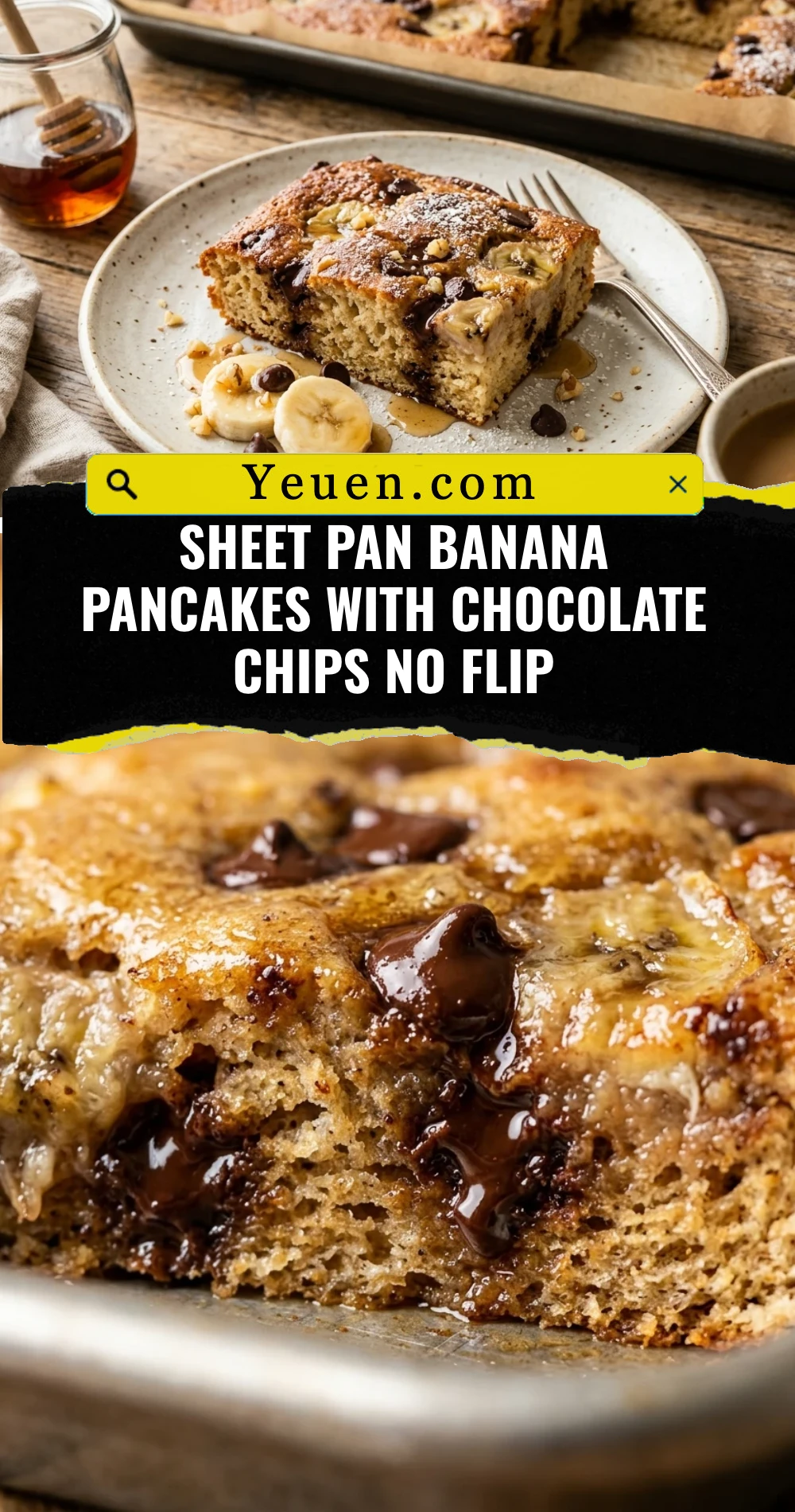 Sheet Pan Banana Pancakes With Chocolate Chips No Flip