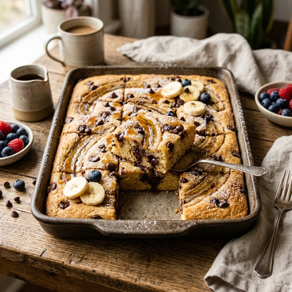 Sheet Pan Banana Pancakes With Chocolate Chips No Flip
