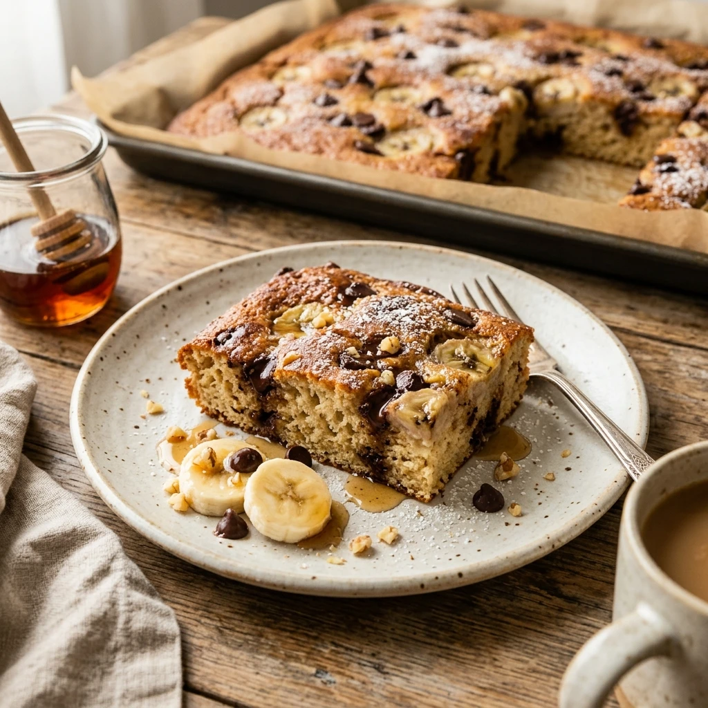 Sheet Pan Banana Pancakes With Chocolate Chips No Flip