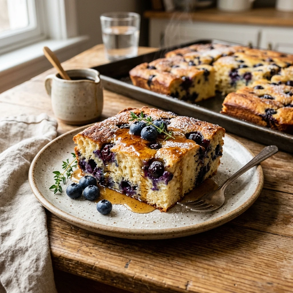 Sheet Pan Blueberry Pancakes Fluffy No Flip Family