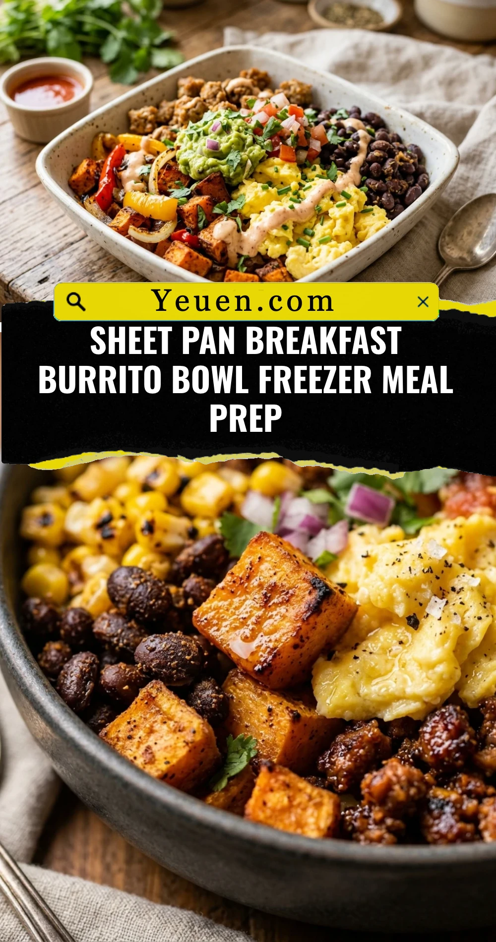 Sheet Pan Breakfast Burrito Bowl Freezer Meal Prep
