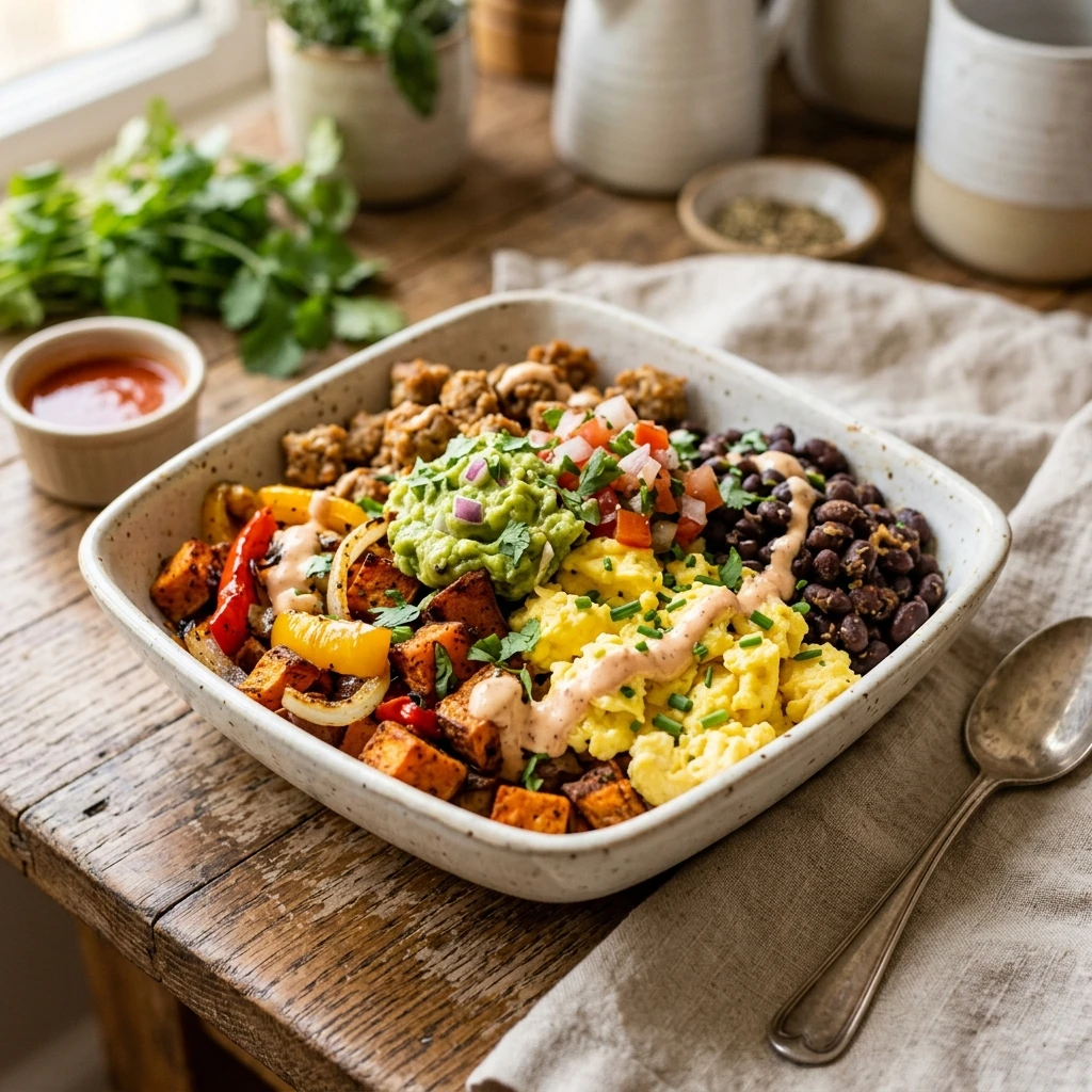 Sheet Pan Breakfast Burrito Bowl Freezer Meal Prep