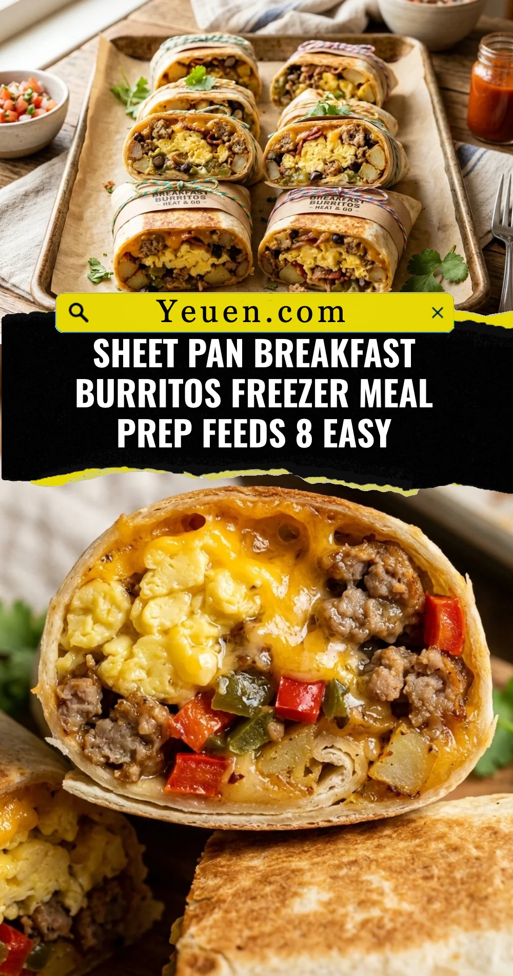 Sheet Pan Breakfast Burritos Freezer Meal Prep Feeds 8 Easy