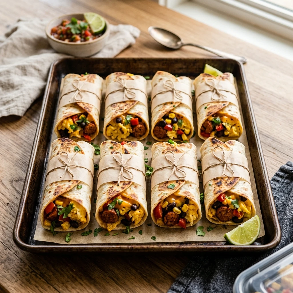 Sheet Pan Breakfast Burritos Freezer Meal Prep Feeds 8 Easy