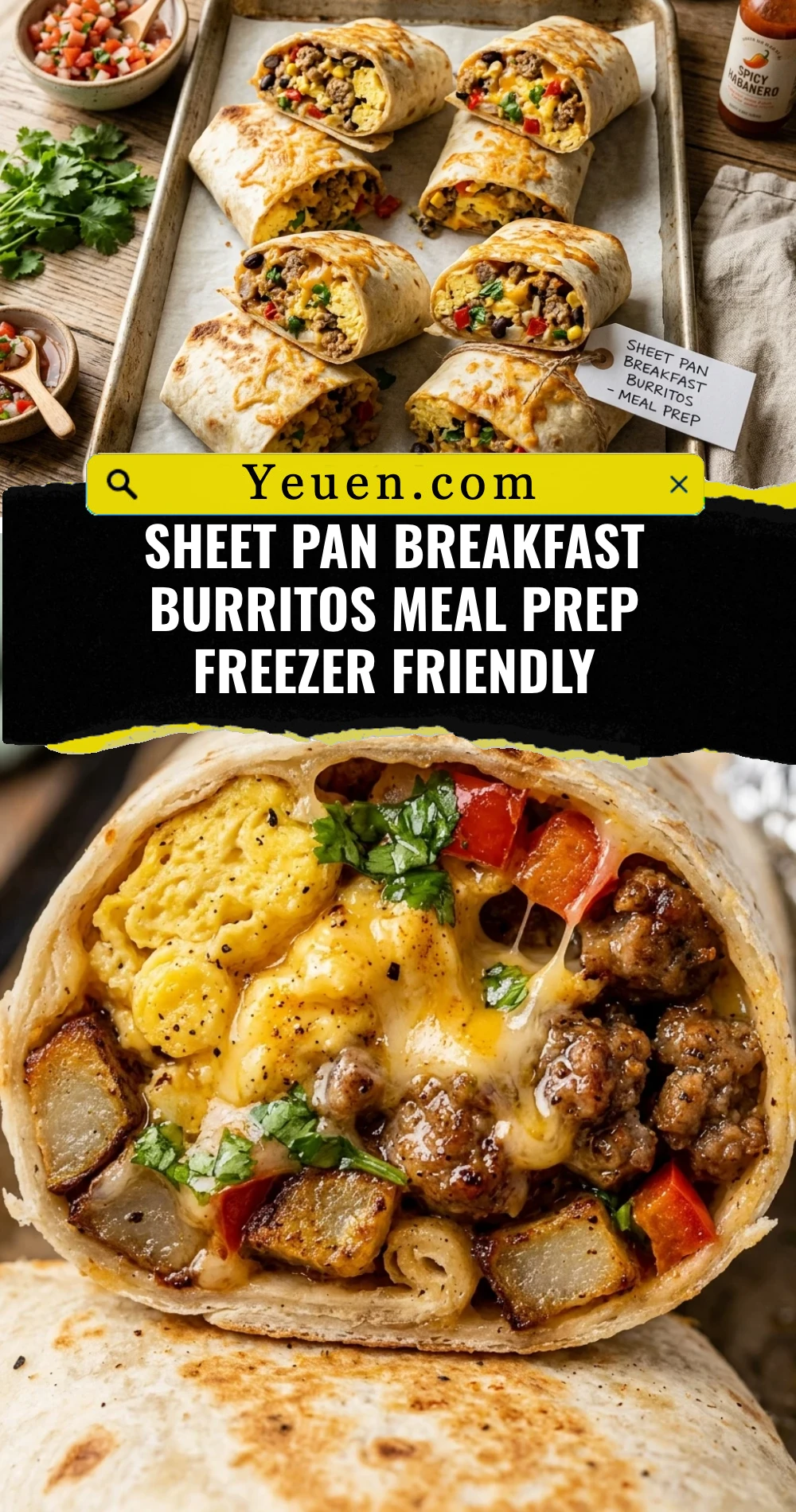 Sheet Pan Breakfast Burritos Meal Prep Freezer Friendly