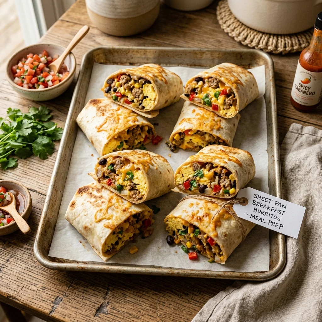 Sheet Pan Breakfast Burritos Meal Prep Freezer Friendly