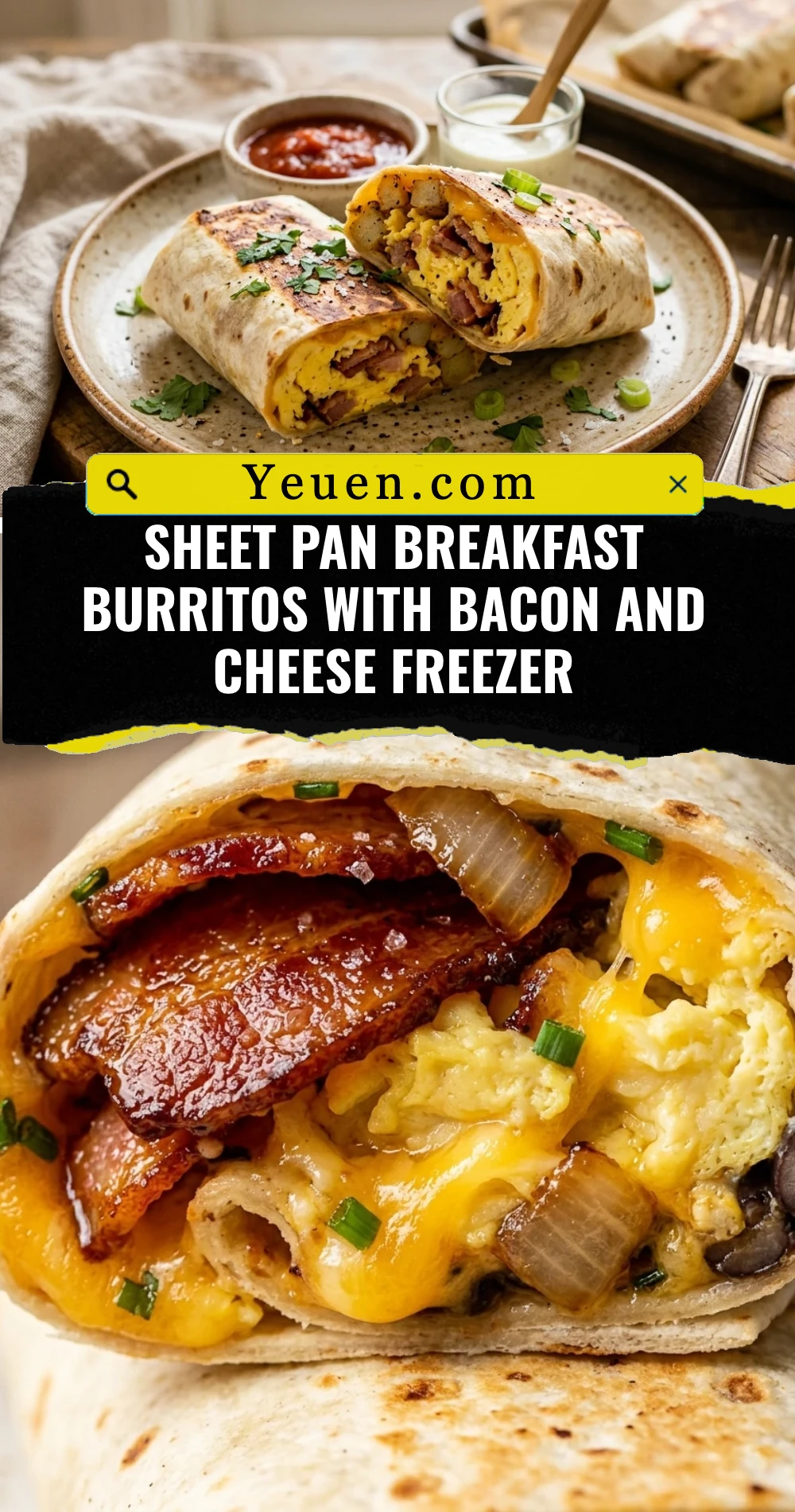 Sheet Pan Breakfast Burritos With Bacon And Cheese Freezer