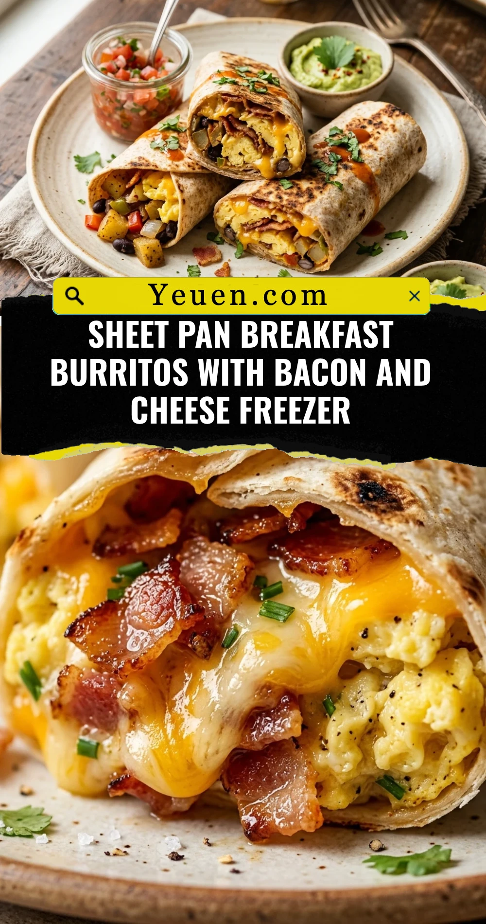 Sheet Pan Breakfast Burritos With Bacon And Cheese Freezer