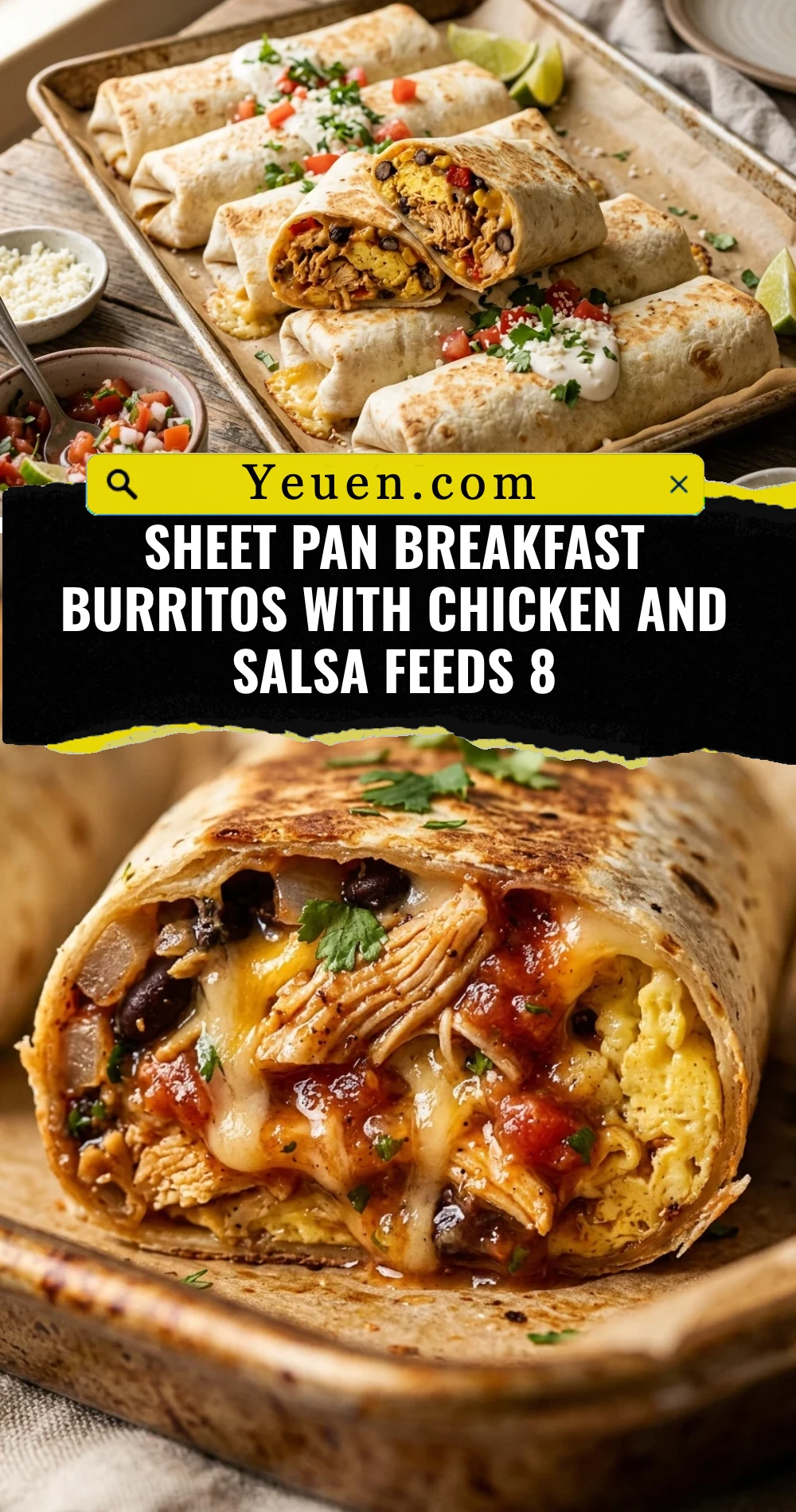 Sheet Pan Breakfast Burritos With Chicken And Salsa Feeds 8
