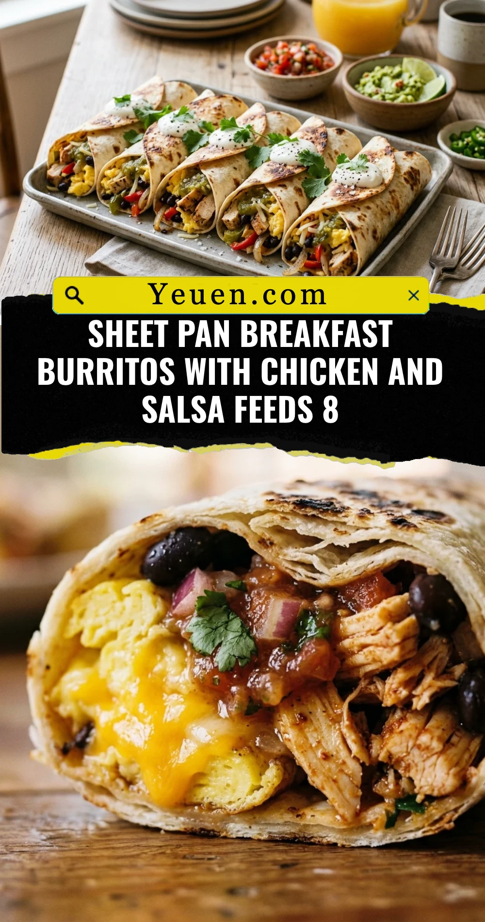 Sheet Pan Breakfast Burritos With Chicken And Salsa Feeds 8