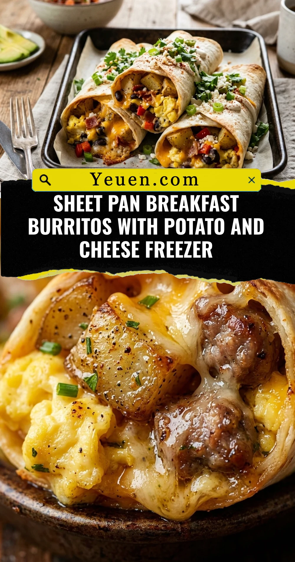 Sheet Pan Breakfast Burritos With Potato And Cheese Freezer