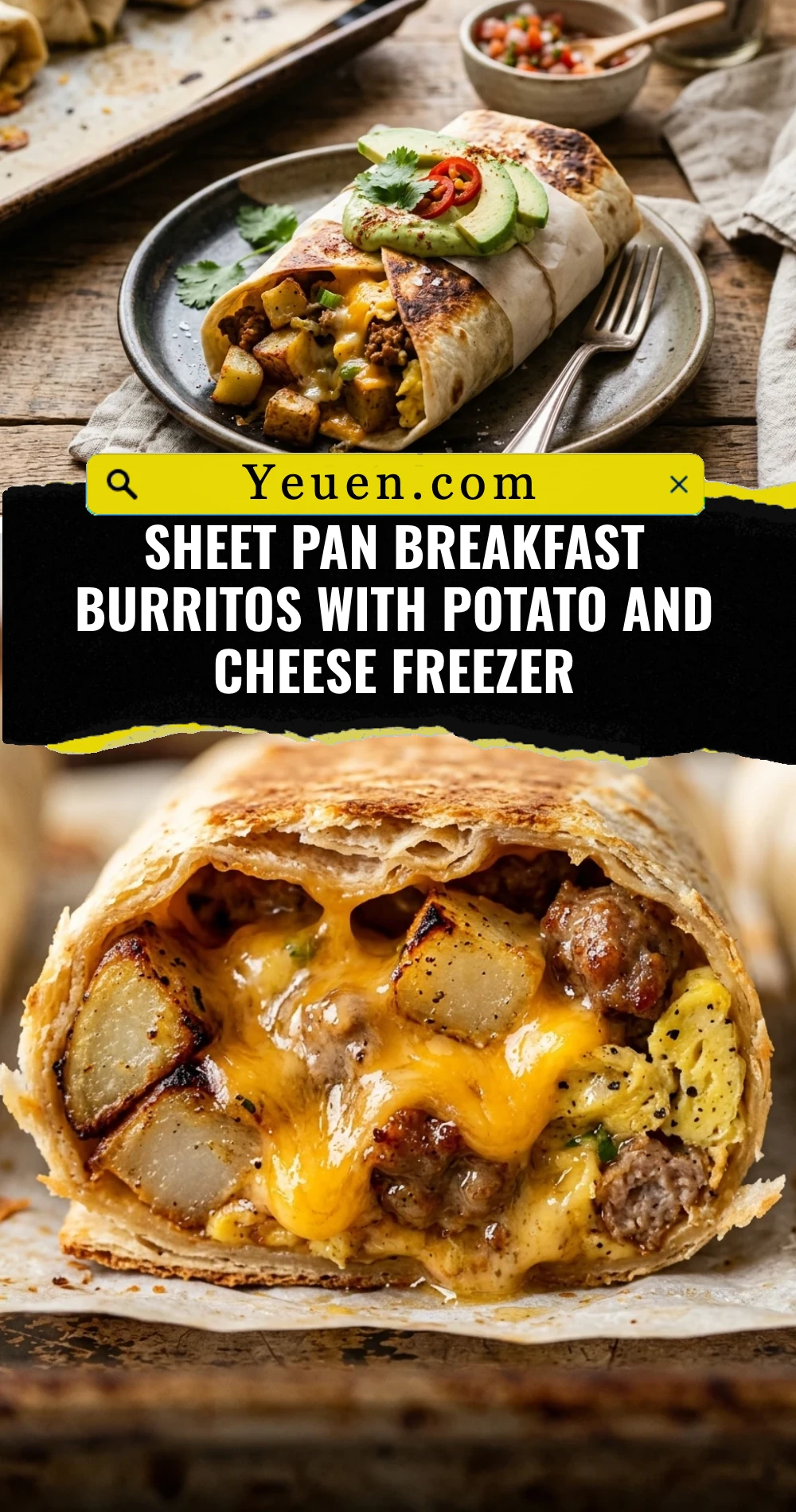 Sheet Pan Breakfast Burritos With Potato And Cheese Freezer