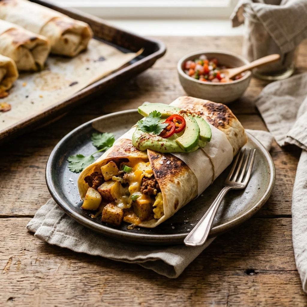 Sheet Pan Breakfast Burritos With Potato And Cheese Freezer