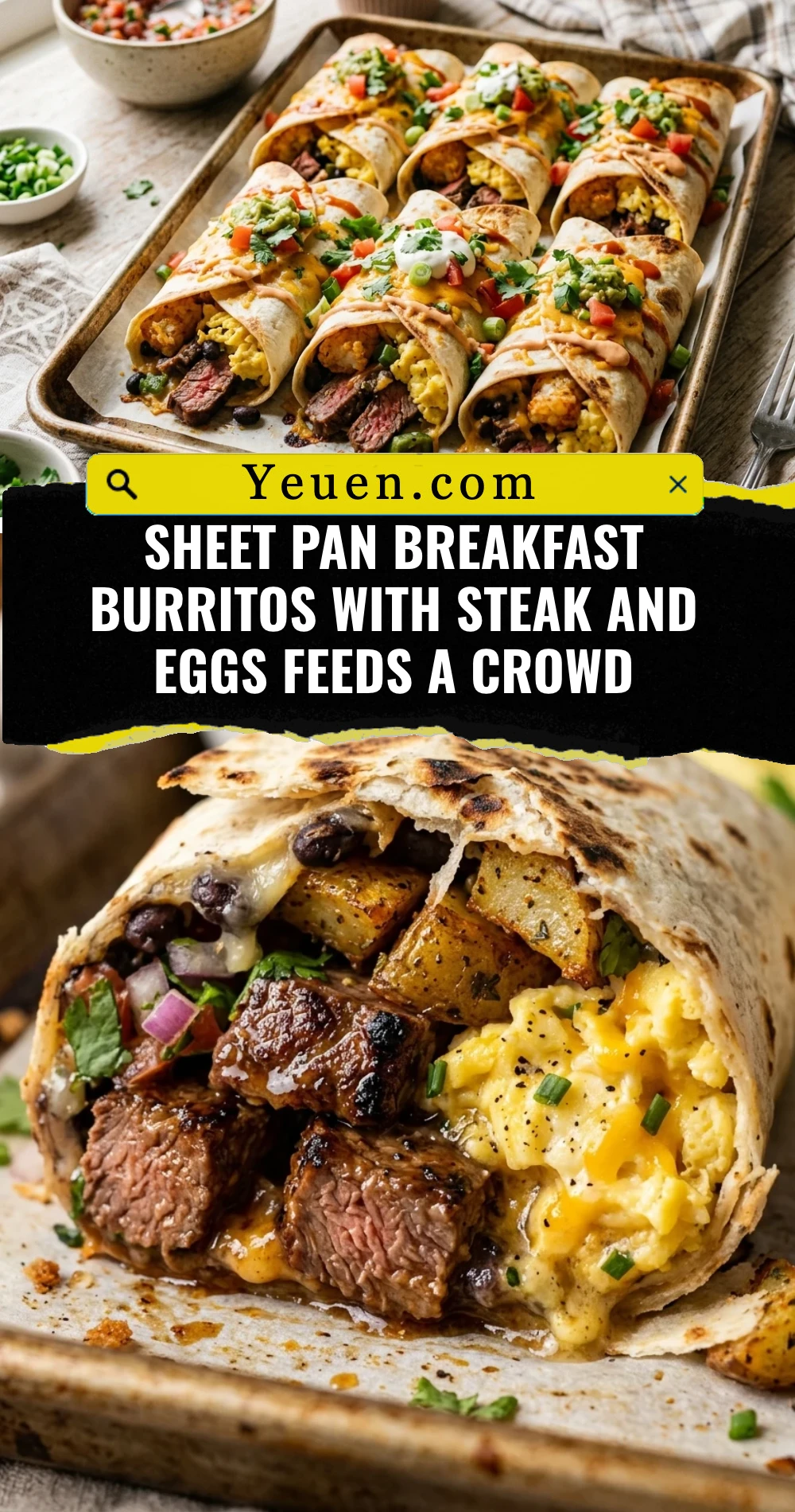 Sheet Pan Breakfast Burritos With Steak And Eggs Feeds A Crowd