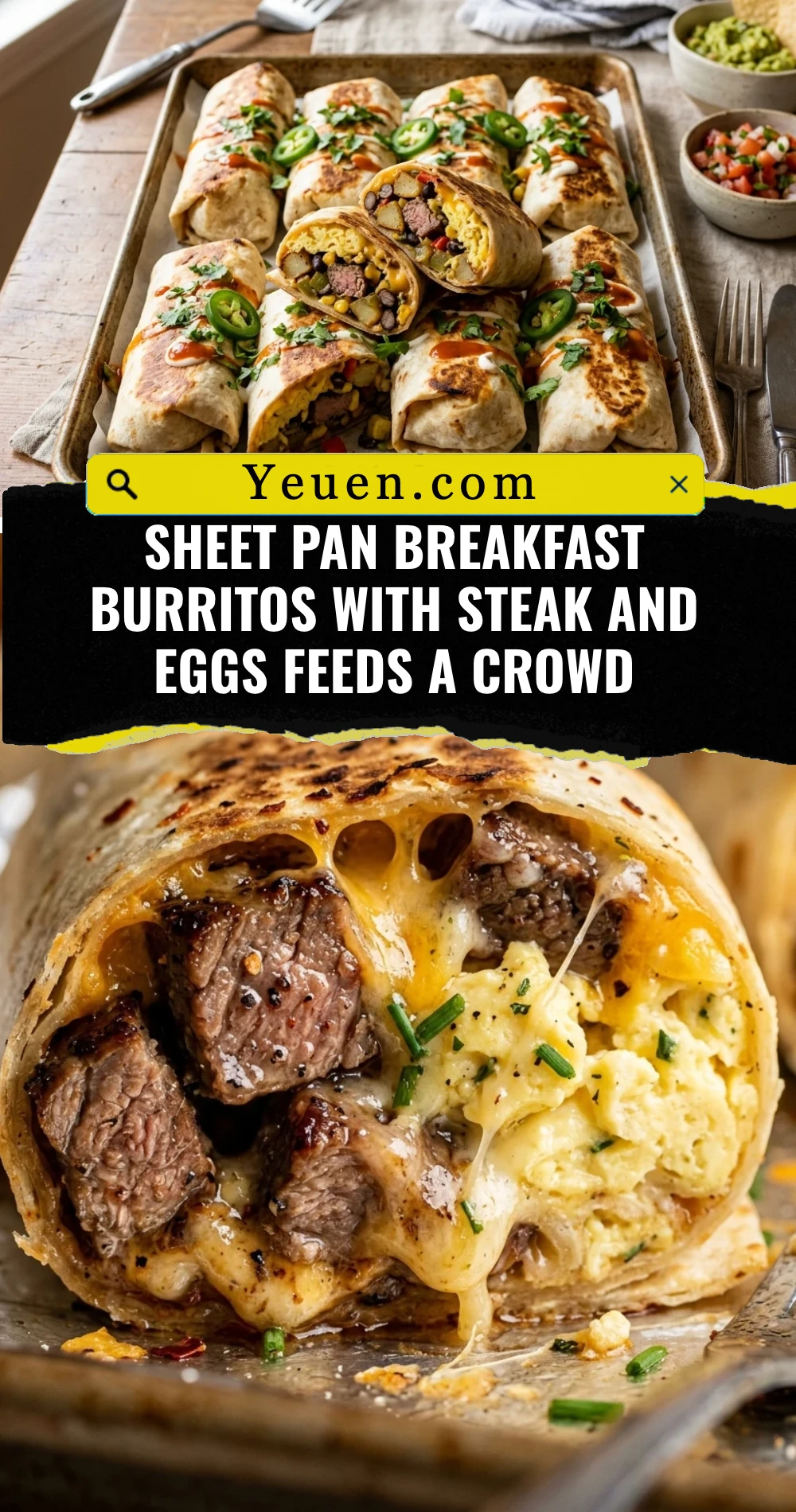 Sheet Pan Breakfast Burritos With Steak And Eggs Feeds A Crowd