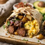 Sheet Pan Breakfast Burritos With Steak And Eggs Feeds A Crowd