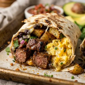 Sheet Pan Breakfast Burritos With Steak And Eggs Feeds A Crowd