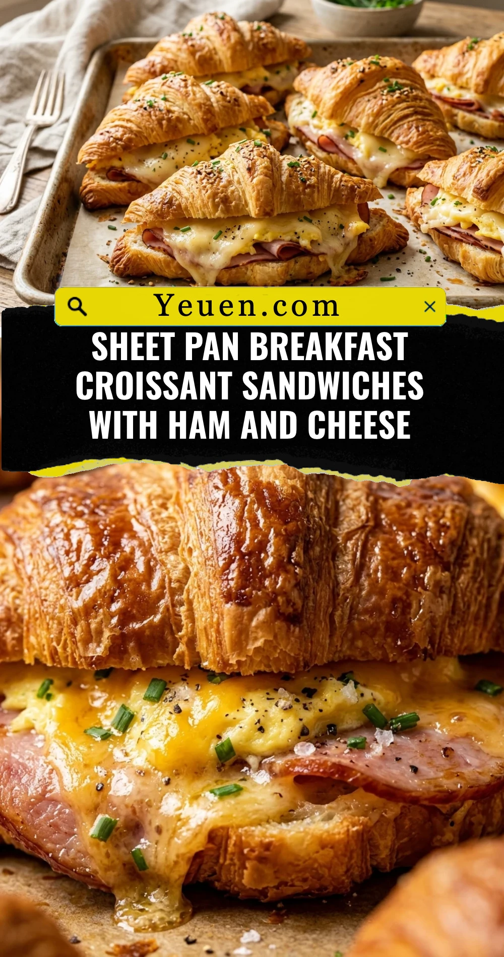 Sheet Pan Breakfast Croissant Sandwiches With Ham And Cheese