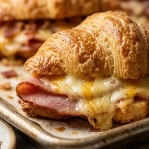Sheet Pan Breakfast Croissant Sandwiches With Ham And Cheese
