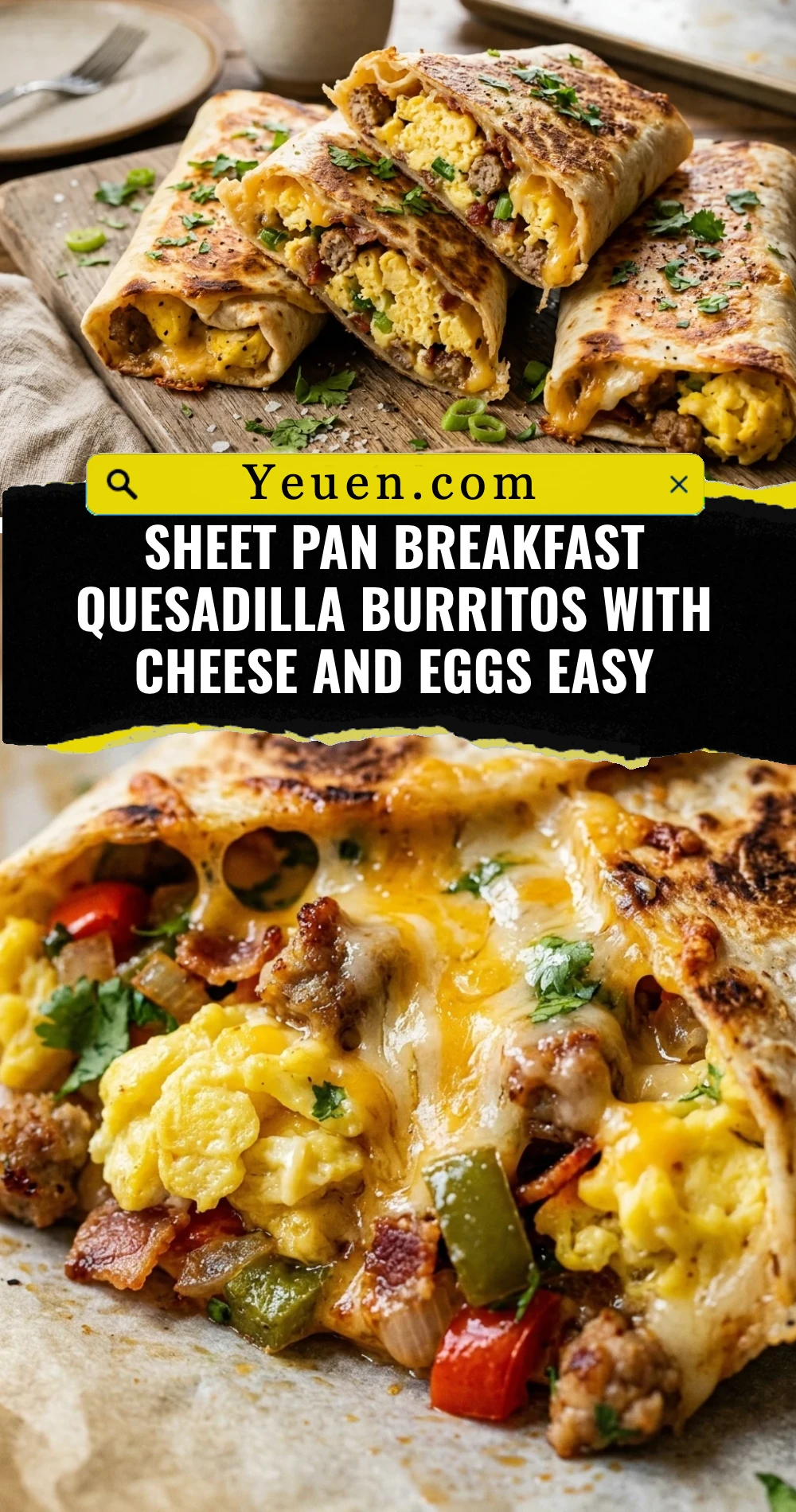 Sheet Pan Breakfast Quesadilla Burritos With Cheese And Eggs Easy