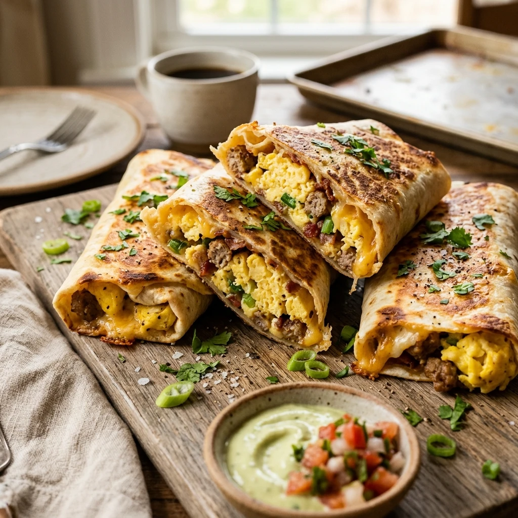 Sheet Pan Breakfast Quesadilla Burritos With Cheese And Eggs Easy