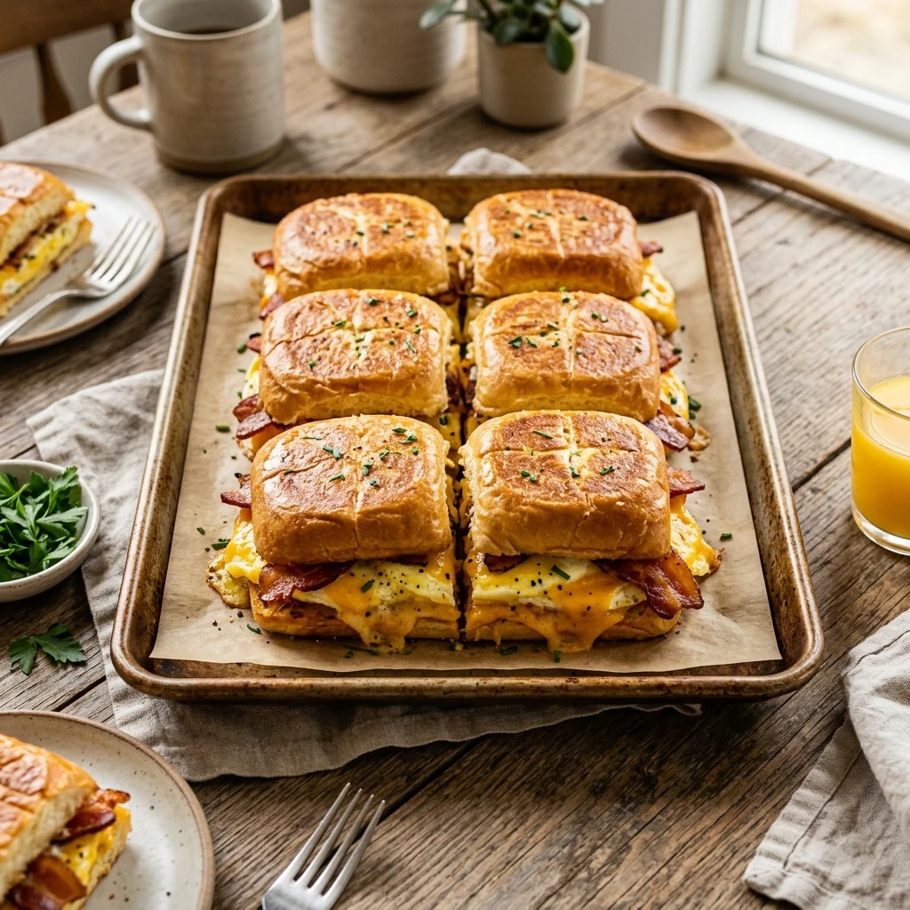 Sheet Pan Breakfast Sandwiches With Egg And Cheese Feeds 8