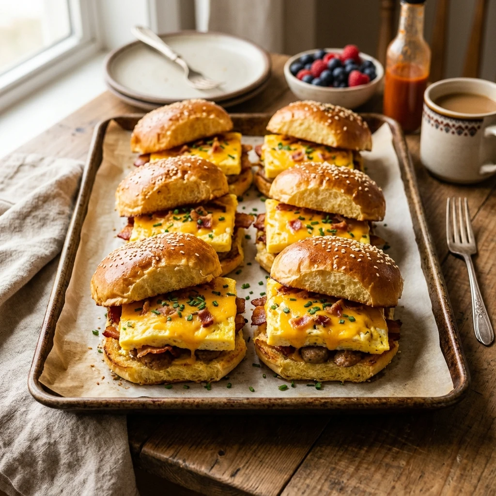 Sheet Pan Breakfast Sandwiches With Egg And Cheese Feeds 8