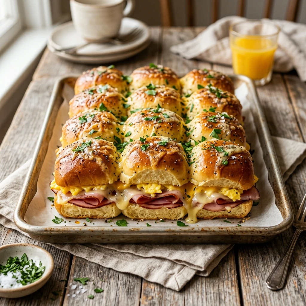 Sheet Pan Breakfast Sliders With Ham And Cheese Feeds 12
