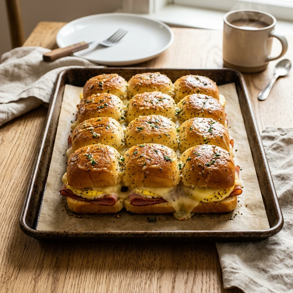 Sheet Pan Breakfast Sliders With Ham And Cheese Feeds 12