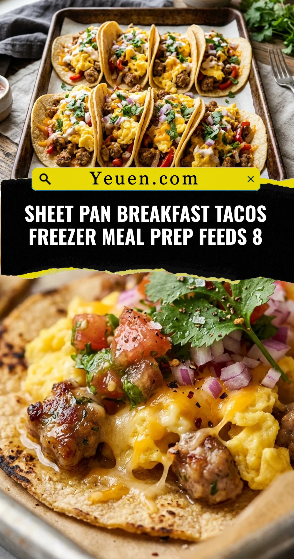 Sheet Pan Breakfast Tacos Freezer Meal Prep Feeds 8