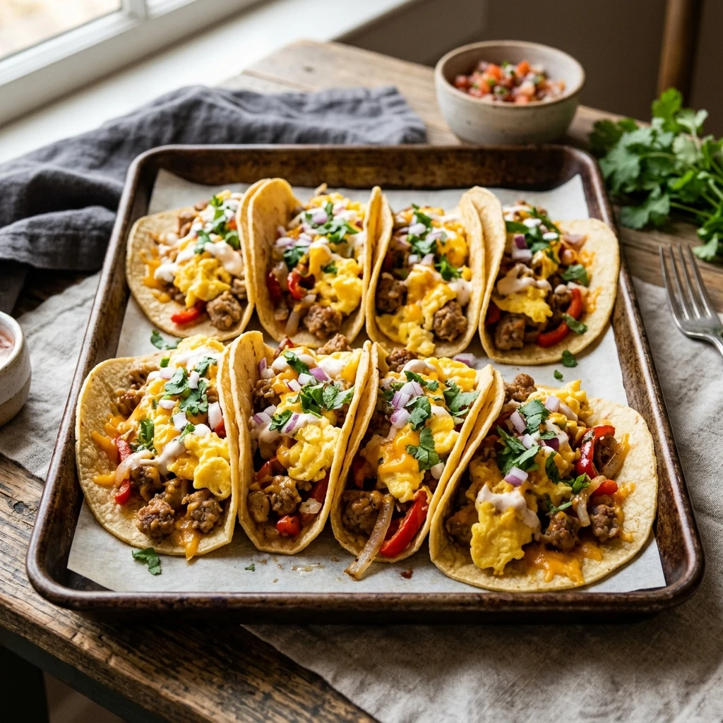 Sheet Pan Breakfast Tacos Freezer Meal Prep Feeds 8