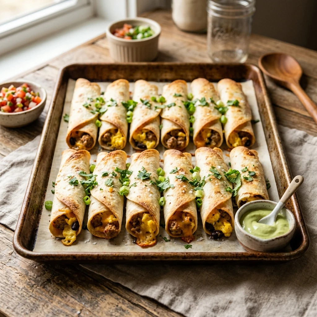 Sheet Pan Breakfast Taquitos Freezer Meal Prep