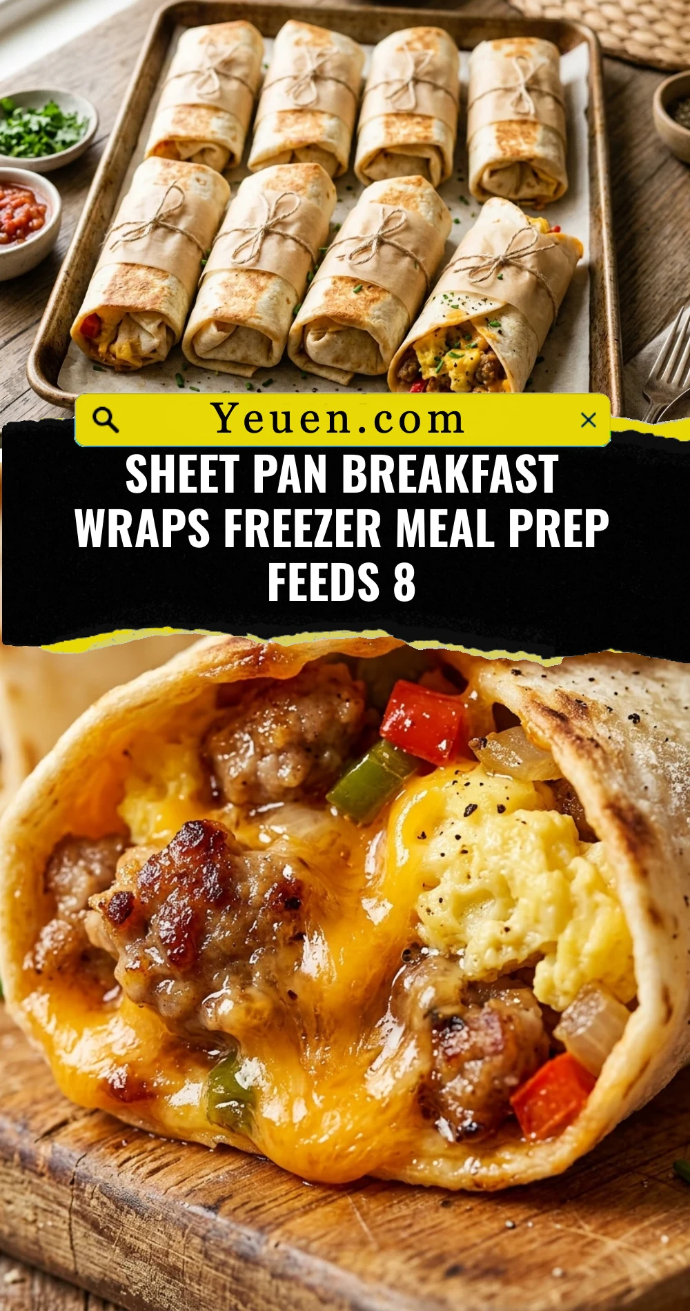 Sheet Pan Breakfast Wraps Freezer Meal Prep Feeds 8