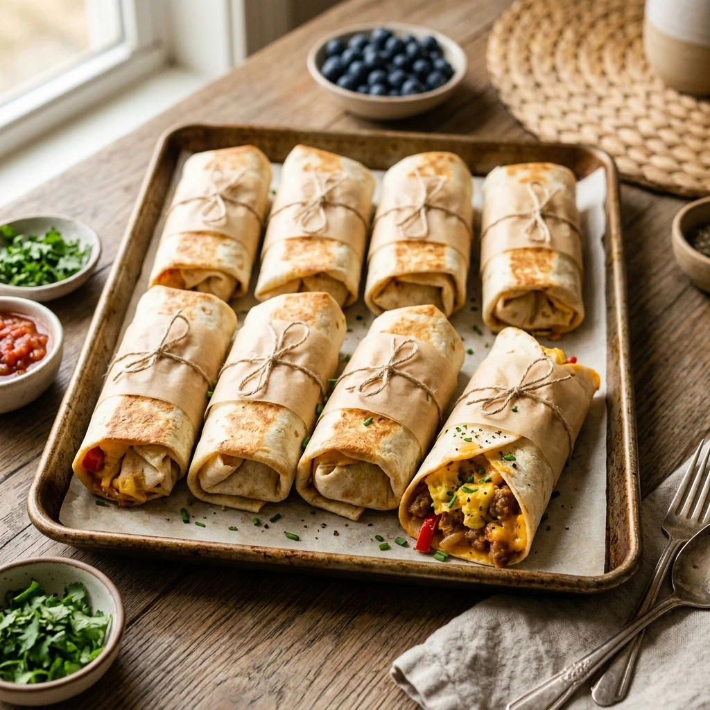 Sheet Pan Breakfast Wraps Freezer Meal Prep Feeds 8
