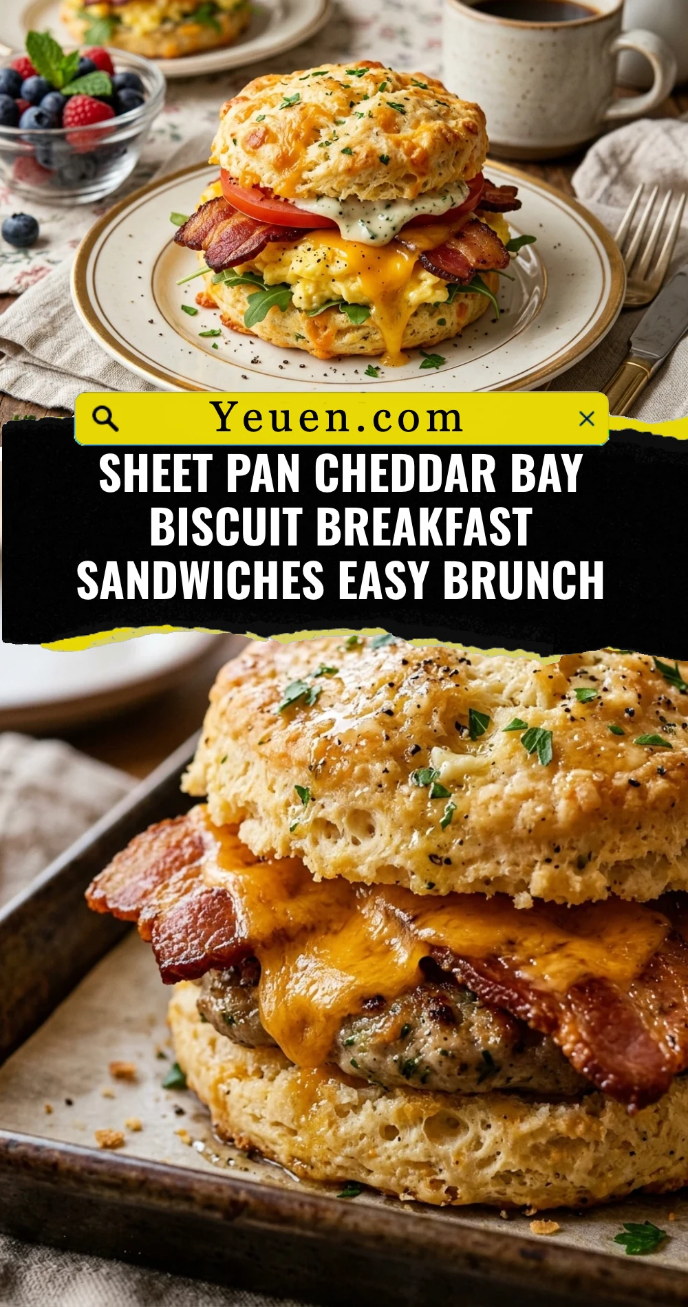 Sheet Pan Cheddar Bay Biscuit Breakfast Sandwiches Easy Brunch