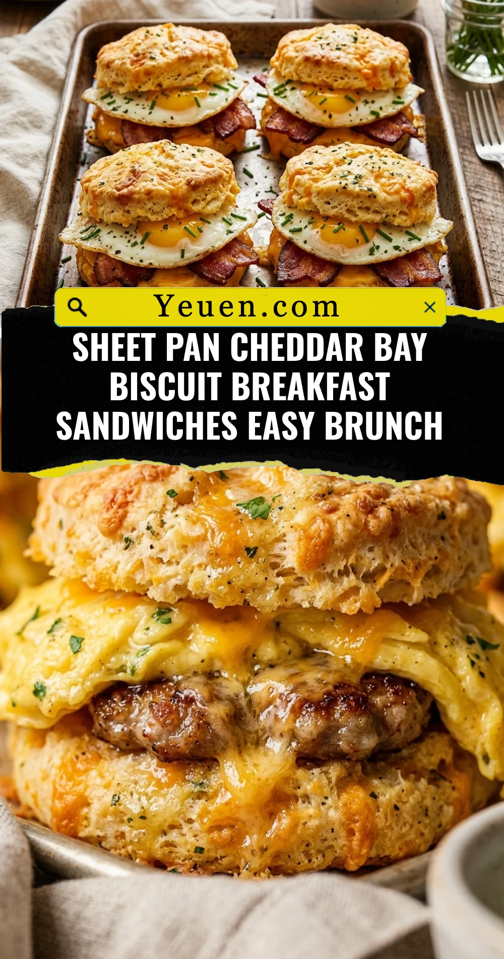 Sheet Pan Cheddar Bay Biscuit Breakfast Sandwiches Easy Brunch