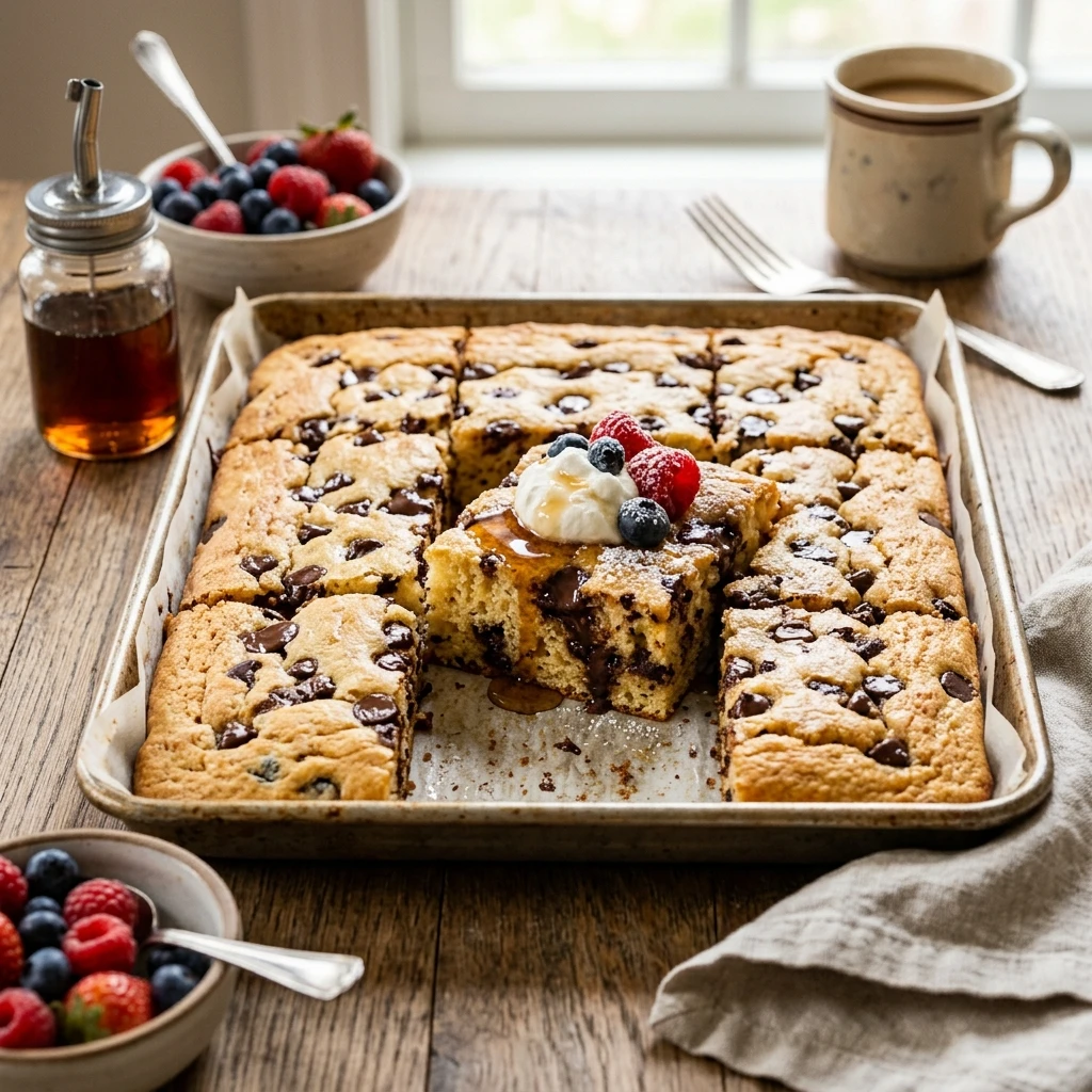 Sheet Pan Chocolate Chip Pancakes That Feed A Crowd No Flip