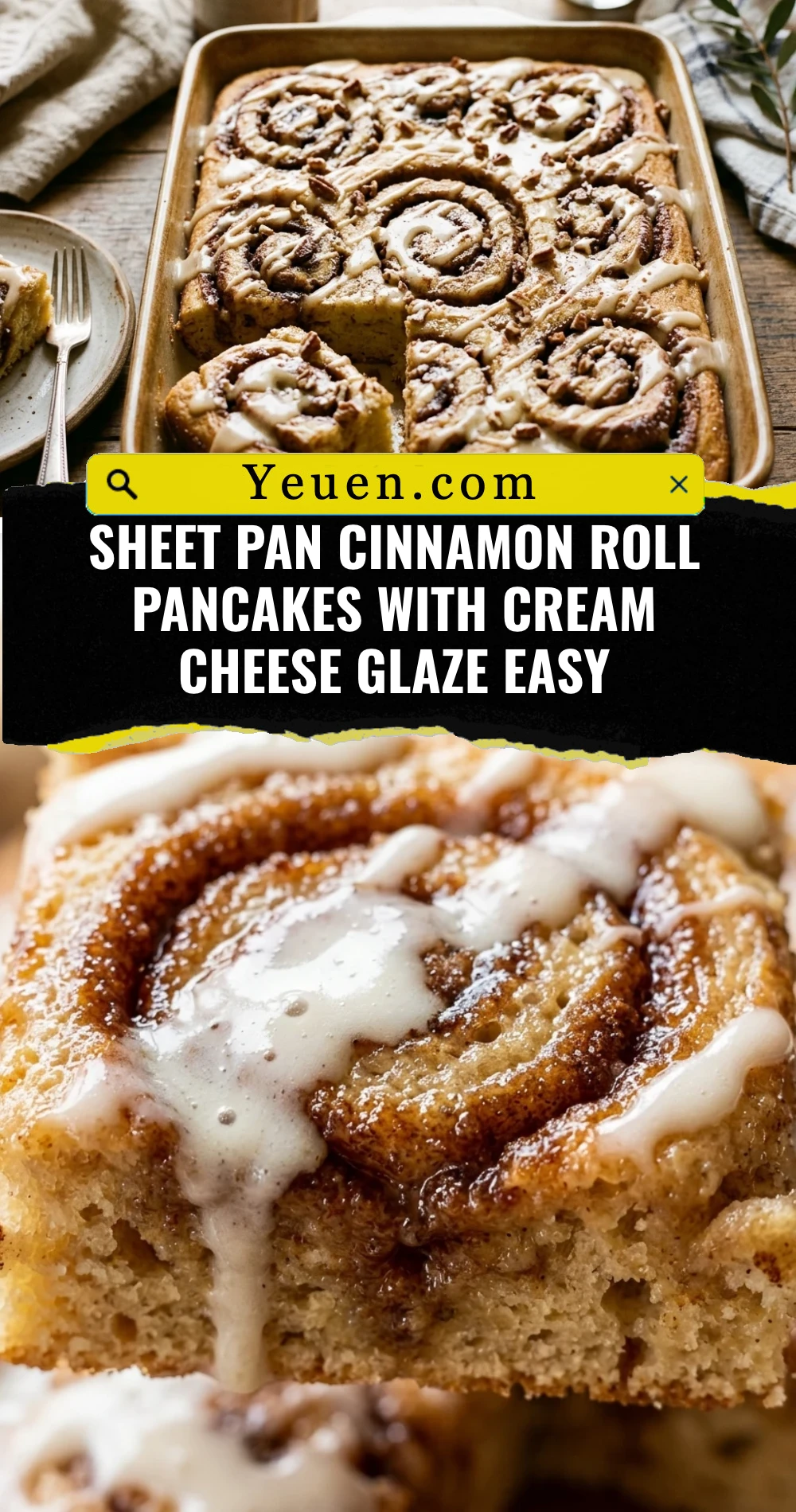 Sheet Pan Cinnamon Roll Pancakes With Cream Cheese Glaze Easy