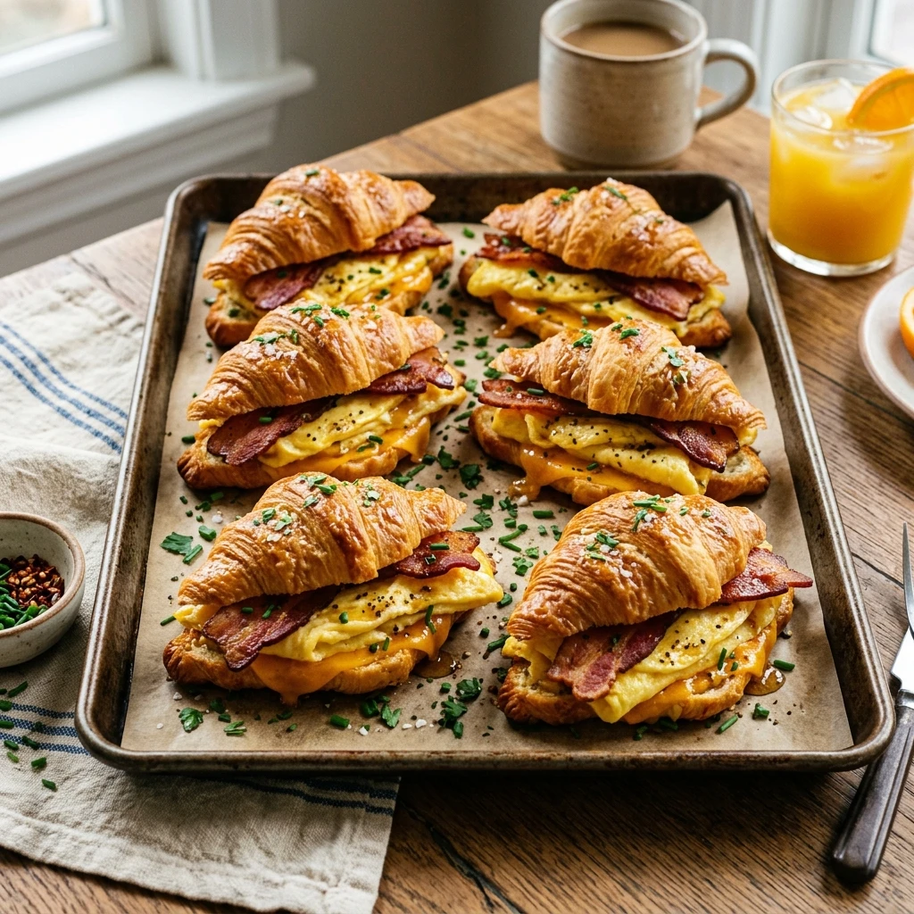 Sheet Pan Croissant Breakfast Sandwiches Easy Brunch