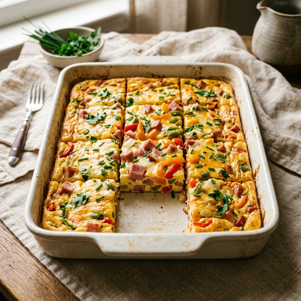 Sheet Pan Denver Omelet With Peppers And Ham Feeds 12 Easy