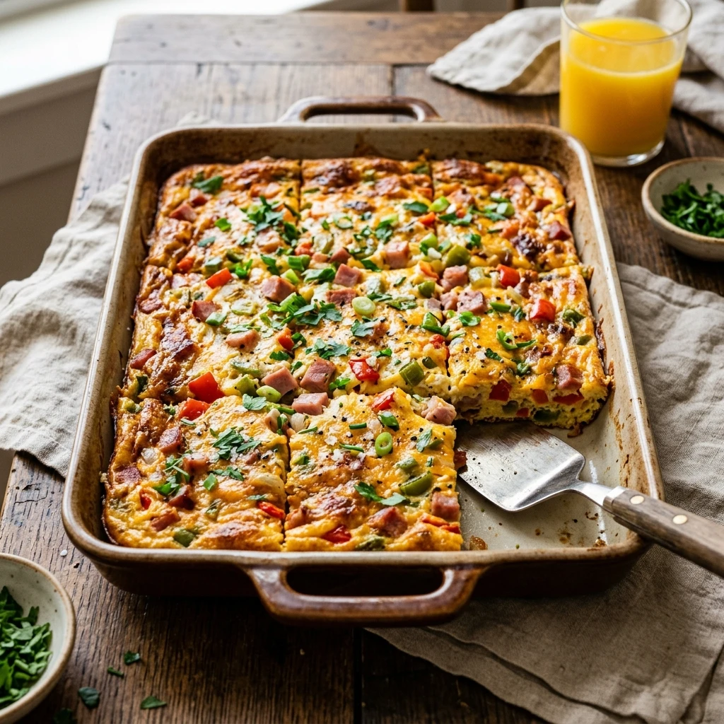 Sheet Pan Denver Omelet With Peppers And Ham Feeds 12 Easy