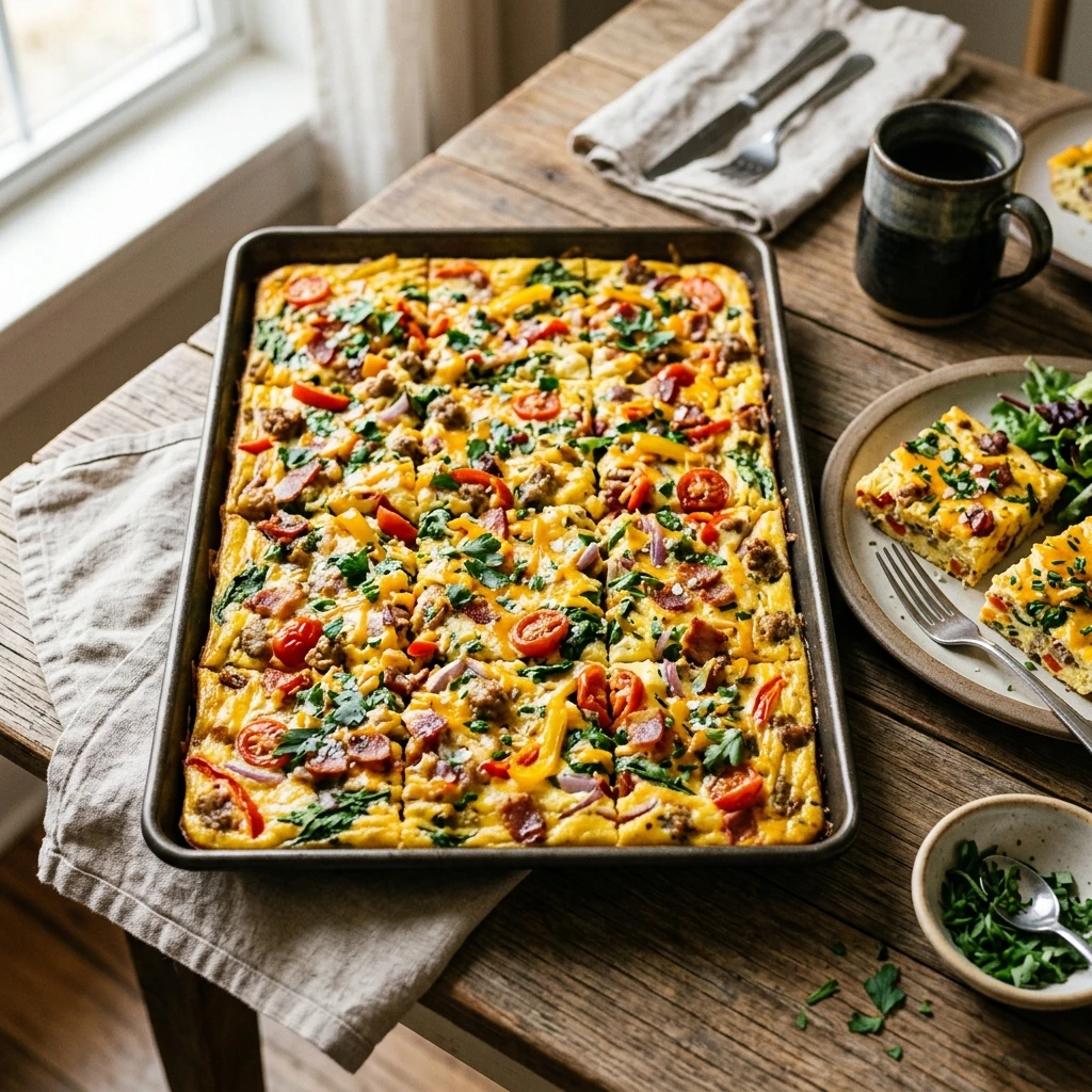 Sheet Pan Eggs For A Crowd Breakfast Feeds 12 No Fail