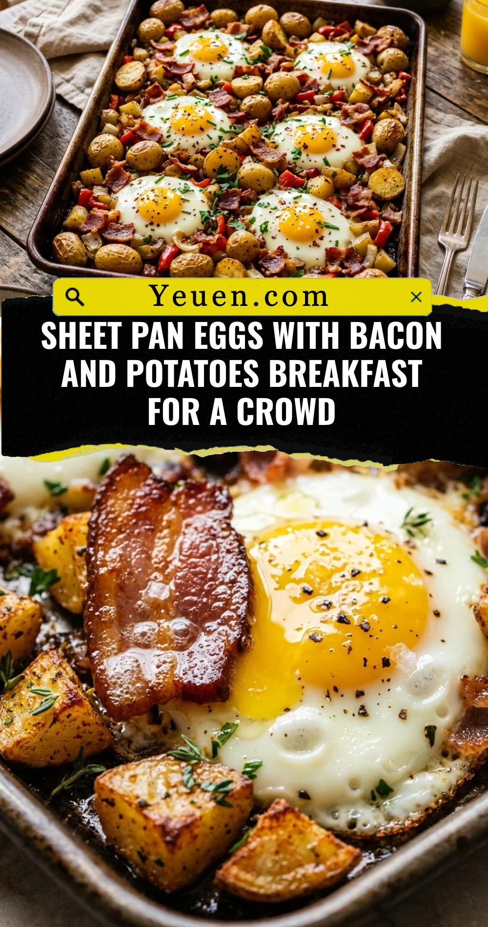 Sheet Pan Eggs With Bacon And Potatoes Breakfast For A Crowd