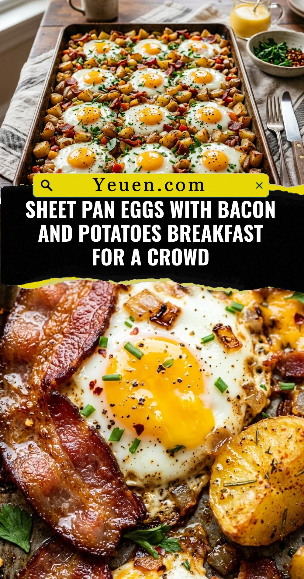 Sheet Pan Eggs With Bacon And Potatoes Breakfast For A Crowd