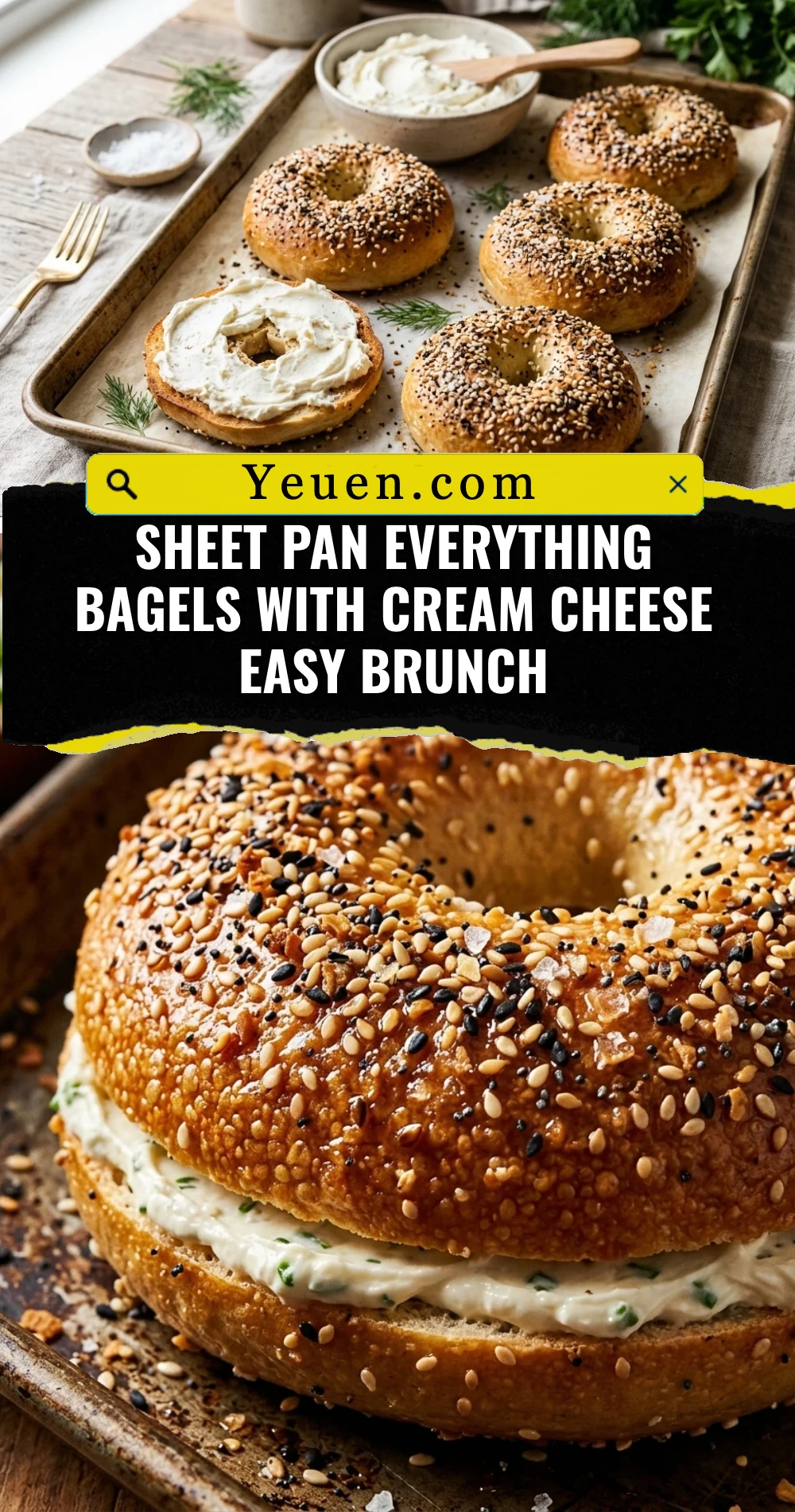Sheet Pan Everything Bagels With Cream Cheese Easy Brunch