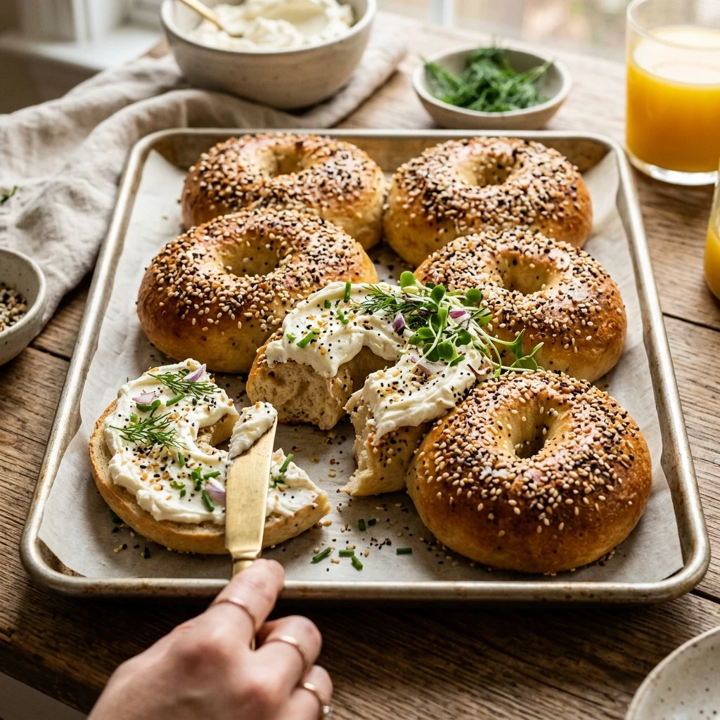 Sheet Pan Everything Bagels With Cream Cheese Easy Brunch