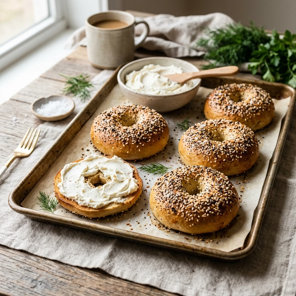 Sheet Pan Everything Bagels With Cream Cheese Easy Brunch