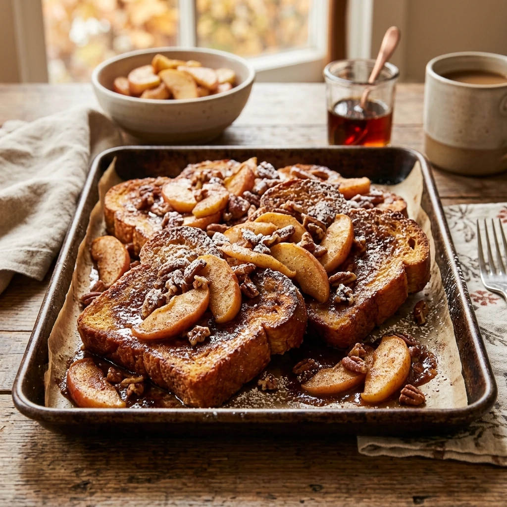 Sheet Pan French Toast With Apples And Cinnamon Fall Breakfast